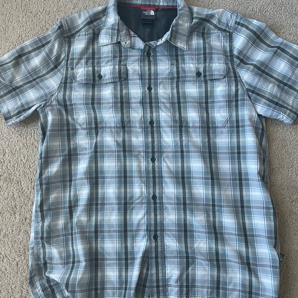 The North Face Blue and Gray Plaid Casual Shirt